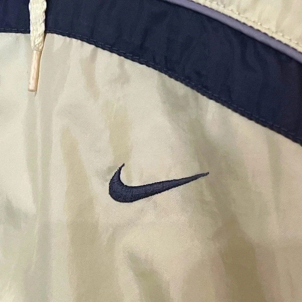 Nike Womens Vintage Track Windbreaker Jacket Pale Yellow Black Full Zip Small